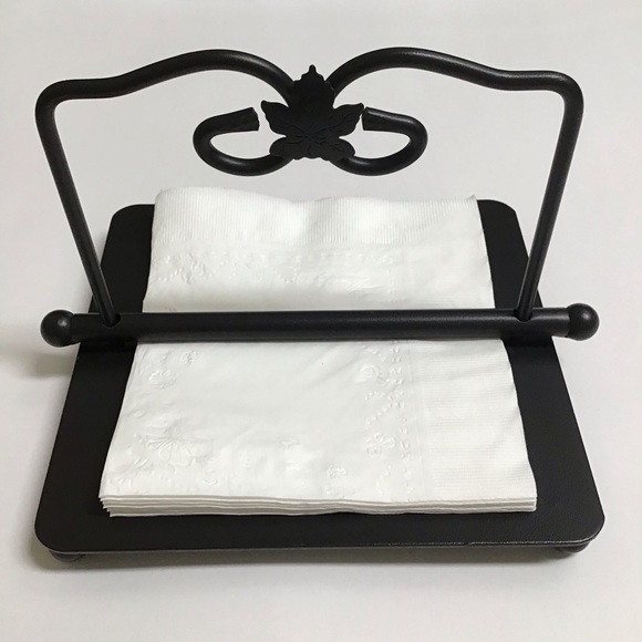 Longaberger Wrought Iron Napkin Holder Black Maple Leaf Heavy Foundry Collection - Picture 1 of 14